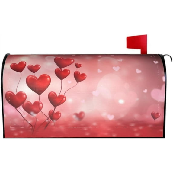 Valentine''s Day Mailbox Cover Red and Pink Love Heart Mailbox Covers Magnetic Standard Size 18" X 21" Happy Valentines Mailbox Wraps Post Letter Box Cover Decor for Outside Garden Yard Home