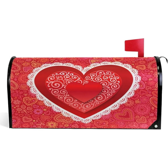 Valentine''s Day Mailbox Covers Magnetic Sweet Love Hearts Mailbox Cover Oversized 25.5" X 21" Mailbox Wraps Post Letter Box Cover Home Garden Decorations