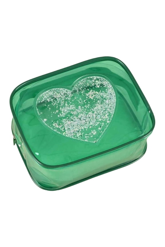 Valentine's Day Makeup Pouch - Small Transparent Toiletry Bag with Zipper, Cute Clear Travel Cosmetic Case for Women, Portable Mini Storage Organize