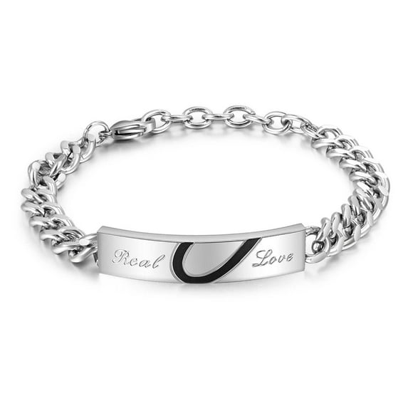 Valentine's Day Matching Heart Stainless Steel Bracelets for Couples