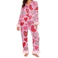 thumbnail image 1 of Valentine's Day Matching Pajamas for Couples Springs Women Pajama Sets V Neck Loungewear Women's Sleepwear Long Sleeve Shirts Womens Pjs Sets Pink, 1 of 5