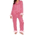 thumbnail image 1 of Valentine's Day Matching Pajamas for Couples Springs Women Pajama Sets V Neck Loungewear Women's Sleepwear Long Sleeve Shirts Womens Pjs Sets Pink, 1 of 4