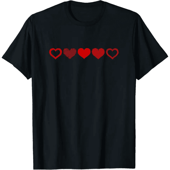 Valentine’s Day Men’s Shirt Heart Graphic Romantic T-Shirt Gift for Boyfriend
