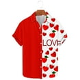 thumbnail image 1 of Valentine's Day Men's Shirt, Short Sleeve Shirts for Men, Men's Valentine's Day Printed Shirt Casual Short Sleeved Lapel Shirts Tops, 1 of 5