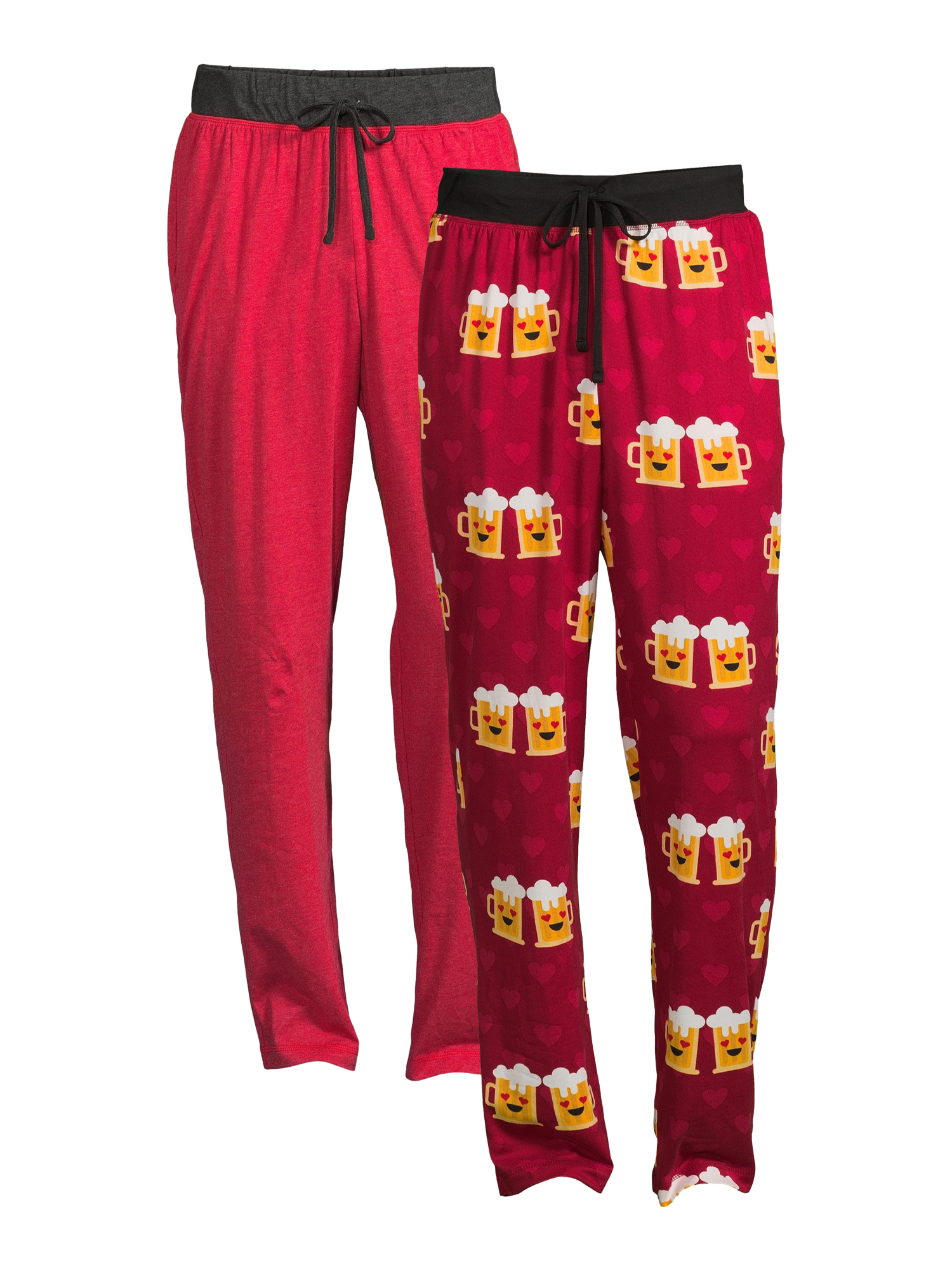 Valentine's Day Men's and Big Men's Sleep Pants, 2-Pack, Heather Red and Match Made Beer Designs - image 1 of 5