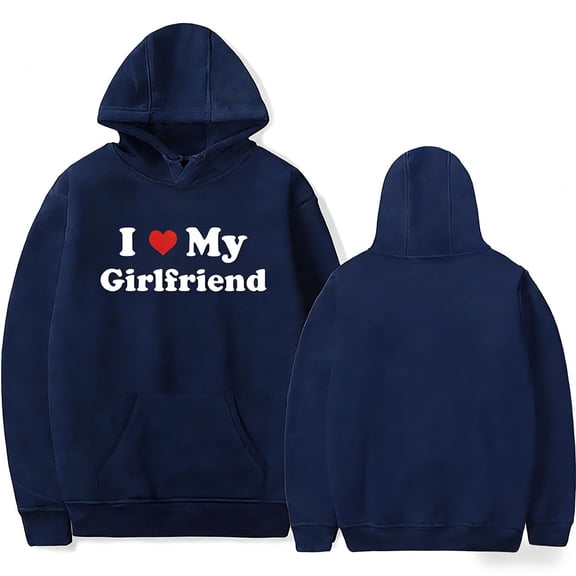 Valentine's Day Mercch Couple Outfit: I Love My Girlfriend Hoodie, Men's Fashion Long-Sleeved Sweatshirt