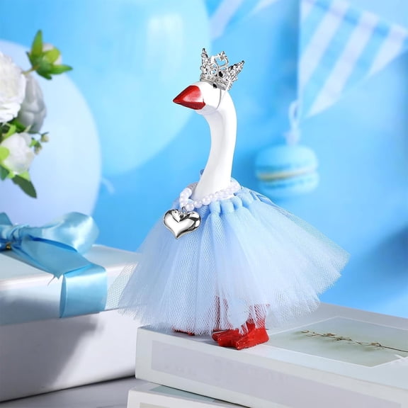 7in Mini Goose Costume Set Princess Outfit Tutu Crown Necklace Magnetic Goose Keychain Decoration Desk Ornament Accessories