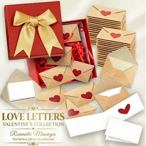Valentine's Day Mini Love Note Gift Box - Blank Cards & 60 Envelopes with 120 Heart Stickers, Gift Boxed Romantic Greeting Card Set, Perfect for Valentine Anniversary Love Message Gifting, Colorful