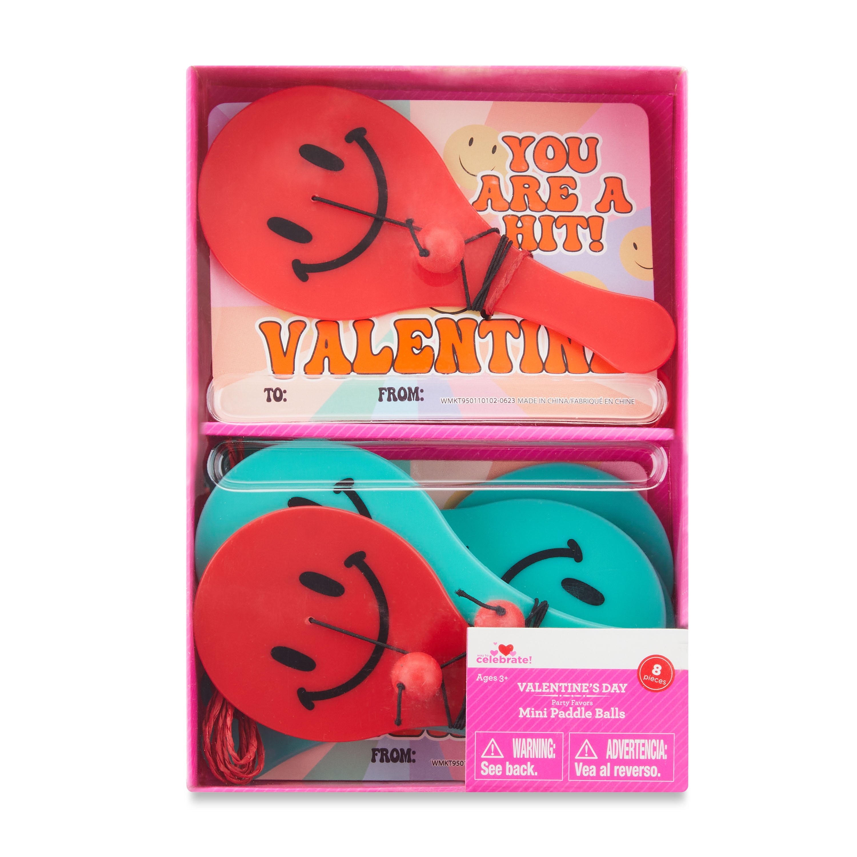 Shop Valentine's Day Mini Paddle Ball Party Favors, 8 Count, by Way To