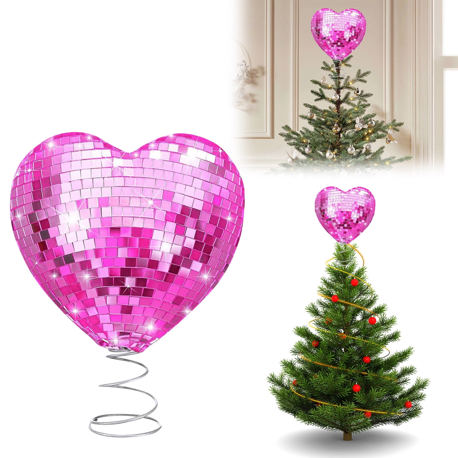Valentine's Day Heart Tree Topper – 10 Inch Pink Iron Metal Intertwined Heart For Christmas, Holiday, Party Decor