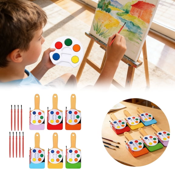 Valentine's Day Mini Watercolor Paint Sets - Portable Travel Art Kit with Romantic Colors, Includes Brush & Watercolor Valentine's Cards, Romantic Gift for Artists, Couples