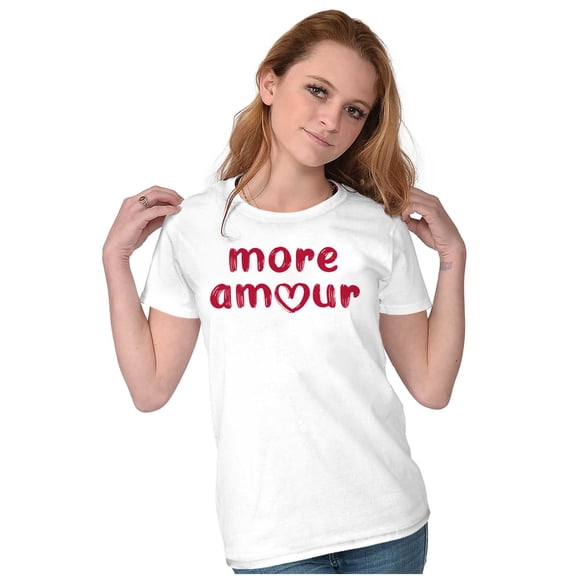 Valentine's Day More Amour Heart Womens Slim Fit Graphic Tee Brisco Brands S