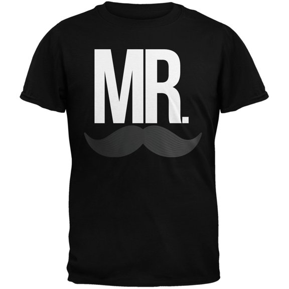 Valentine's Day - Mr. Mustache Black Adult T-Shirt - Small