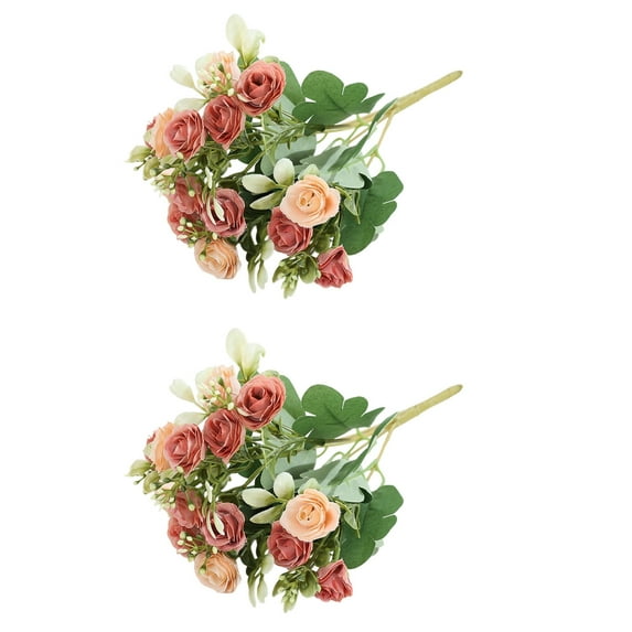 Valentine's Day Multi-Color Artificial Rose Bouquet, 12in Romantic Decorative Floral Arrangement for Home Valentine's Decorations & Holiday Gifting