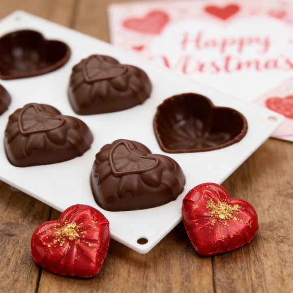 Valentine's Day Multi-Hearted Cake Silicone Molds, Non-Stick Flexible Bakeware, for Making Mousse Cake Chocolate Pudding Jello, Heat-Resistant DIY Baking Mold for Holiday Treats, White, 1pc