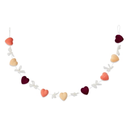 Valentine's Day Multicolor Flocked Heart Garland, 6 ft, by Way To Celebrate