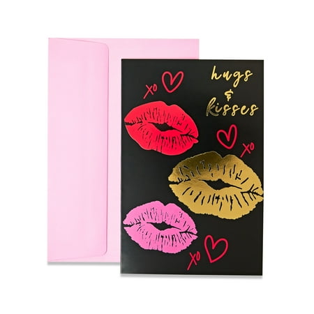 Valentine's Day Multicolor Foil Hugs & Kisses Greeting Card, by Way To Celebrate