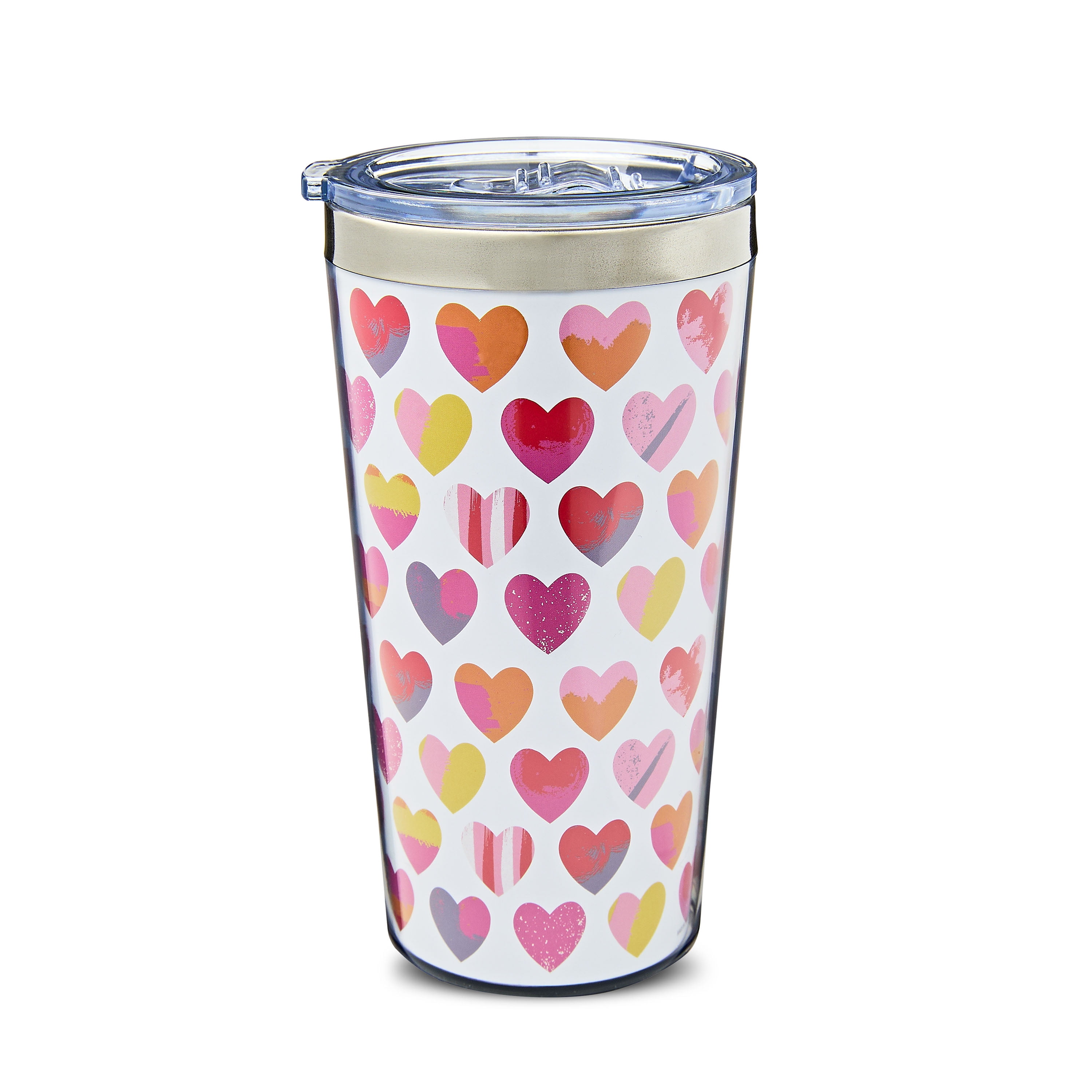 Valentine's Day Multicolor Heart Coffee Tumbler, 16 oz, by Way To Celebrate