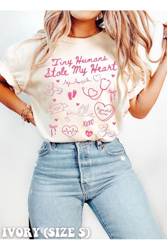 Valentine’s Day NICU Nurse Shirt, Gift for Neonatal Nurse, Tiny Humans Stole My Heart Tee, Hospital Staff Shirt