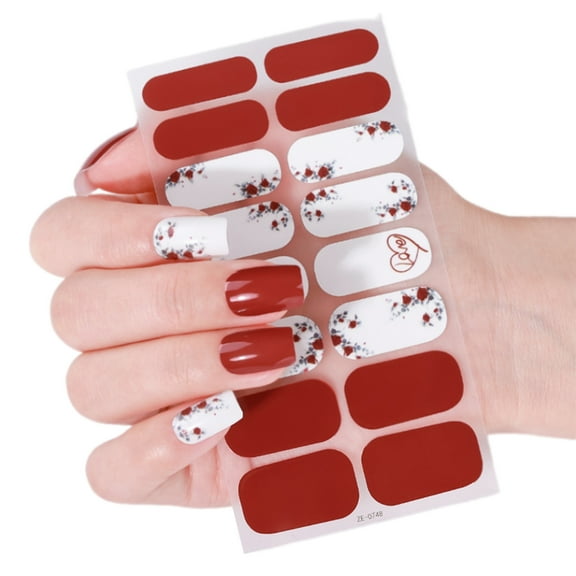 Valentine's Day Nail Stickers Full Wraps Nails Polish Strips,DIY Adhesive Nail Art Decals Heart Kiss Love Pattern