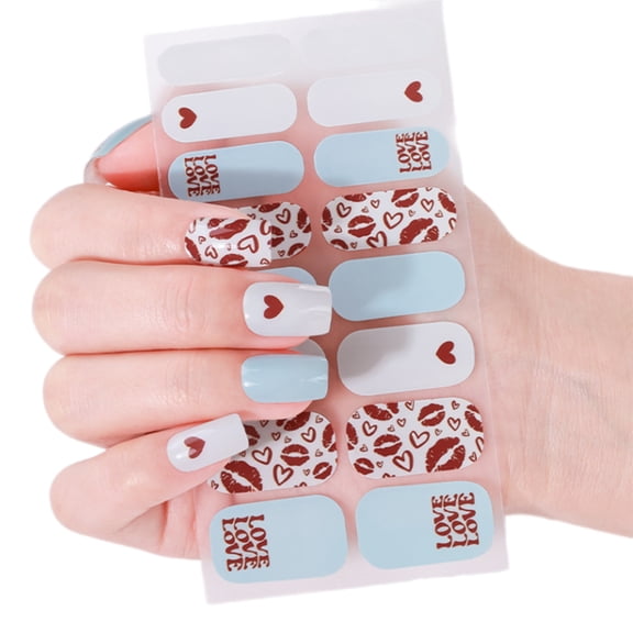 Valentine's Day Nails Wraps Adhesive Nails Art Stickers Full Wraps Nails Polish Strips Nails Decals (Heart Styles)