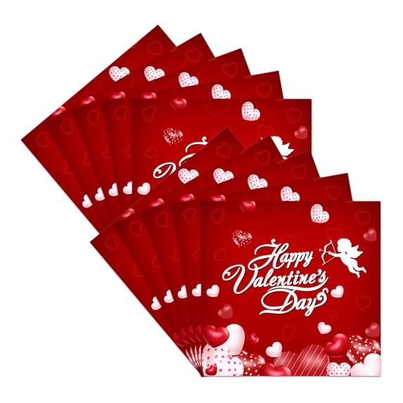 Valentine's Day Napkins 20 Count Heart Patterned Disposable Paper Napkins for Party Decorations Romantic Dinner Table Setting Festive Celebration Supplies Soft Absorbent Decorative