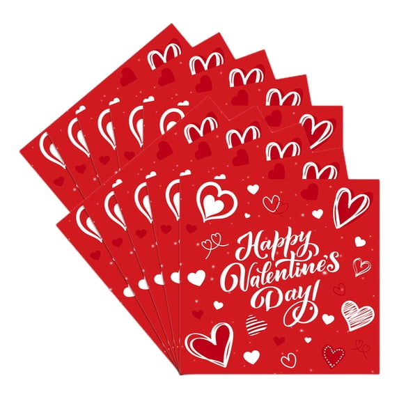 Valentine's Day Napkins 20 Pieces Heart Pattern Decorative Paper Napkins for Party Table Decor Romantic Dinner Disposable Soft Absorbent 6.5x6.5 Inches Multicolor Holiday Celebration