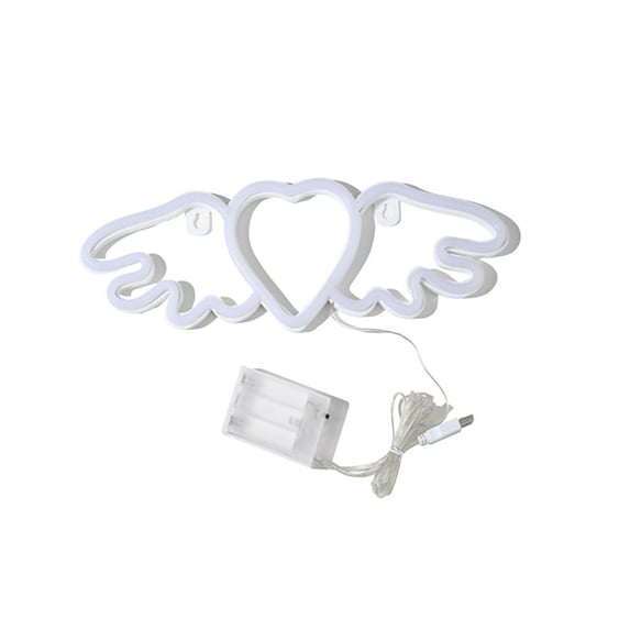 Valentine's Day Neon Decor Lights, Heart Shaped LED Sign for Indoor and Outdoor Decorations, USB & Battery Operated Winged Heart Neon Light for Parties and Celebrations