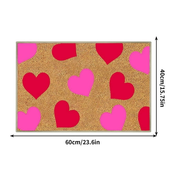 Valentine's Day Non-Slip Doormat, Indoor and Outdoor Entrance Bathroom Floor Carpet for Hallway Kitchen and Front Door with Festive Holiday Design