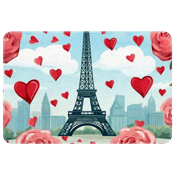Valentine's Day Non-Slip Polyester Bath Rug, Machine Washable Area Rugs for Bathroom and Chair Rug