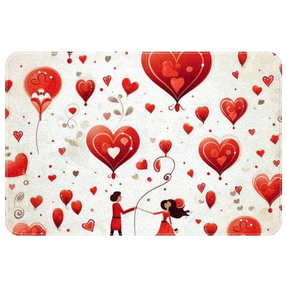 Valentine's Day Non-Slip Polyester Kitchen Mat Door Rugs Indoor Rug, Machine Washable