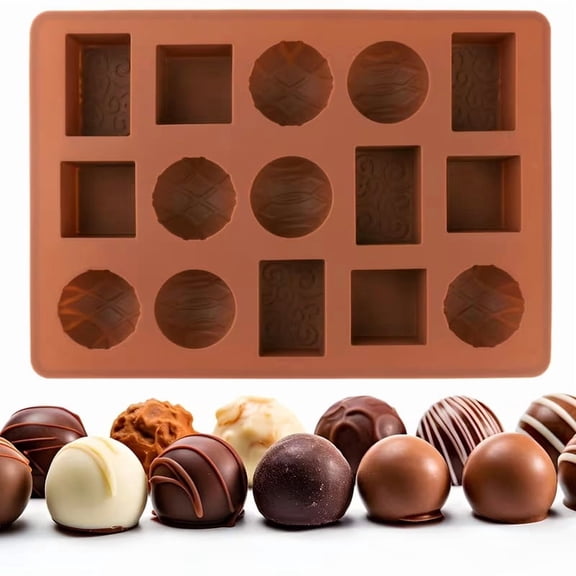 Valentine's Day Non-Stick Silicone Candy Mold - Brown Spherical Cube for Chocolates, Mousse, and Desserts