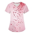 thumbnail image 1 of Valentine's Day Nurse Uniforms for Women 2024 Love Heart Printed V-Neck Breathable Scrub Tops Short Sleeve Professionals Soft Stretch Workwear Shirt with Pockets light pink Small, 1 of 4