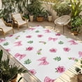 thumbnail image 1 of Valentine's Day Outdoor Rug 3x5 Ft - Reversible Patio Rug Outdoor Camping Rugs, Spring Roses Romantic Pink Bows Leaves Washable Indoor Outdoor Area Rugs, Non-Slip Outdoor Carpet Runner for Deck/Porch, 1 of 8