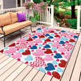 thumbnail image 1 of Valentine's Day Outdoor Rug 4x6 Ft, Non Slip Washable Area Rug, Modern Romantic Colorful Striped Dots Love Patio Rugs Carpet Runner, Large Floor Mat for Indoor/Outdoor Deck Porch Camping, 1 of 8