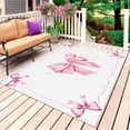 thumbnail image 1 of Valentine's Day Outdoor Rug 5x7 Ft, Non Slip Washable Area Rug, Pink Bowknot Ribbon Modern Minimalist Art Patio Rugs Carpet Runner, Large Floor Mat for Indoor/Outdoor Deck Porch Camping, 1 of 8