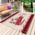 thumbnail image 1 of Valentine's Day Outdoor Rug 5x7 Ft, Non Slip Washable Area Rug, Red Black Plaid Farmhouse Gnomes Truck Rustic Patio Rugs Carpet Runner, Large Floor Mat for Indoor/Outdoor Deck Porch Camping, 1 of 8