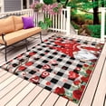 thumbnail image 1 of Valentine's Day Outdoor Rug 5x8 Ft, Non Slip Washable Area Rug, Gnomes Red Love Rose Trees Buffalo Plaid Patio Rugs Carpet Runner, Large Floor Mat for Indoor/Outdoor Deck Porch Camping, 1 of 8