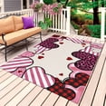 thumbnail image 1 of Valentine's Day Outdoor Rug 5x8 Ft, Non Slip Washable Area Rug, Pink Strip Love Hearts Rustic Burlap Patio Rugs Carpet Runner, Large Floor Mat for Indoor/Outdoor Deck Porch Camping, 1 of 8