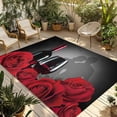 thumbnail image 1 of Valentine's Day Outdoor Rug for Patio/Deck/Porch, Non-Slip Large Area Rug 3 x 5 Ft, Modern Classic Red Rose Flower Indoor Outdoor Rugs Washable Area Rugs, Reversible Camping Rug Carpet Runner, 1 of 8