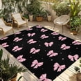 thumbnail image 1 of Valentine's Day Outdoor Rug for Patio/Deck/Porch, Non-Slip Large Area Rug 4 x 6 Ft, Pink Bows Shining Stars Modern Black Indoor Outdoor Rugs Washable Area Rugs, Reversible Camping Rug Carpet Runner, 1 of 8