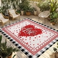 thumbnail image 1 of Valentine's Day Outdoor Rug for Patio/Deck/Porch, Non-Slip Large Area Rug 5 x 7 Ft, Red Love Heart Checkered Romantic Modern Art Indoor Outdoor Rugs Washable Area Rugs, Camping Rug Carpet Runner, 1 of 8