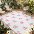 thumbnail image 1 of Valentine's Day Outdoor Rug for Patio/Deck/Porch, Non-Slip Large Area Rug 5 x 8 Ft, Pink Bows Shining Stars Simple Art Indoor Outdoor Rugs Washable Area Rugs, Reversible Camping Rug Carpet Runner, 1 of 8