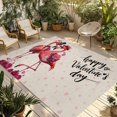 thumbnail image 1 of Valentine's Day Outdoor Rug for Patio/Deck/Porch, Non-Slip Large Area Rug 5 x 8 Ft, Red Flamingos Roses Love Romance Beige Indoor Outdoor Rugs Washable Area Rugs, Reversible Camping Rug Carpet Runner, 1 of 8