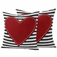 thumbnail image 1 of Valentine's Day Outdoor Waterproof Pillow Covers, Red Love Heart Black Striped Farmhouse Decorative Square Throw Pillowcase Sofa Cushion Sham for Patio/Couch/Chair, 18"x18" 2 Pack, 1 of 8