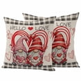 thumbnail image 1 of Valentine's Day Outdoor Waterproof Pillow Covers, Retro Gnomes Love Heart White Black Plaid Decorative Square Throw Pillowcase Sofa Cushion Sham for Patio/Couch/Chair, 16"x16" 2 Pack, 1 of 8