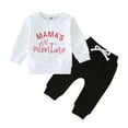 thumbnail image 1 of Valentine's Day Outfit Baby Boy Toddler Sweatpants Valentines Days Suit Long Sleeve Round Neck Letters Print Sweatshirt Tops Casual Drawstring Pants Tracksuit Set Baby Boy Outfits Size 12-18 Months, 1 of 7