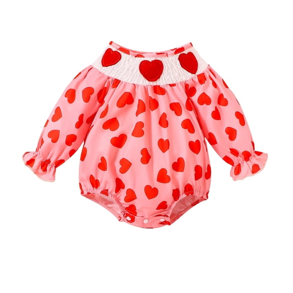 Valentine's Day Outfit Baby Girl Girls Long Sleeve Valentine's Day Heart Prints Pullover Romper Bodysuits Romper Pullover Tops Fall Winter Clothes 2-3 Years