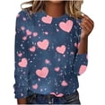 thumbnail image 1 of Valentine's Day Outfits Women's Cute Heart T-Shirts Casual Long Sleeve Tops Holiday Cute Basic Tees, 1 of 4