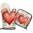 thumbnail image 1 of Valentine''s Day Oven Mitts and Pot Holders Set of 2, Heart Leaves Heat Resistant Oven Mitts Kitchen Oven Glove for Cooking, Baking, 1 of 6